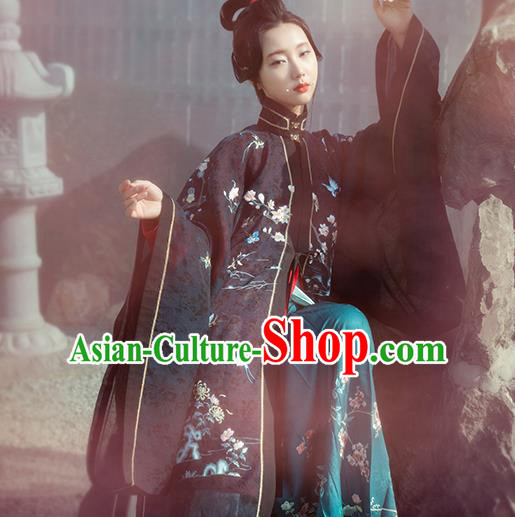 Chinese Traditional Ming Dynasty Noble Female Historical Costumes Ancient Royal Countess Hanfu Dress Embroidered Gown and Skirt for Women