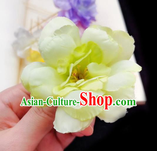 Chinese Tang Dynasty Green Camellia Hair Stick Handmade Hair Accessories Hanfu Ancient Princess Hairpins