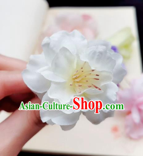 Chinese Tang Dynasty White Camellia Hair Stick Handmade Hair Accessories Hanfu Ancient Princess Hairpins