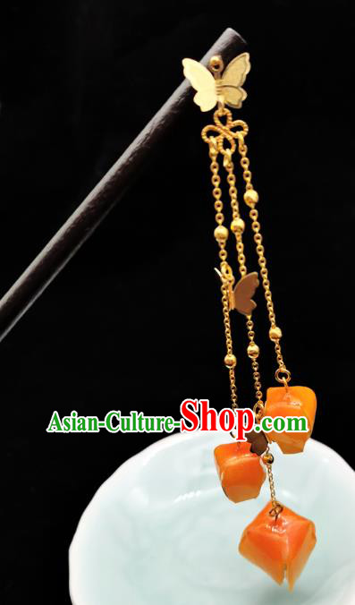 Chinese Classical Lantern Tassel Hair Stick Handmade Hanfu Hair Accessories Ancient Song Dynasty Wood Hairpins