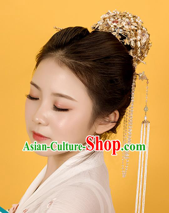 Chinese Classical Palace Long Tassel Hair Stick Handmade Hanfu Hair Accessories Ancient Jin Dynasty Princess Hairpins