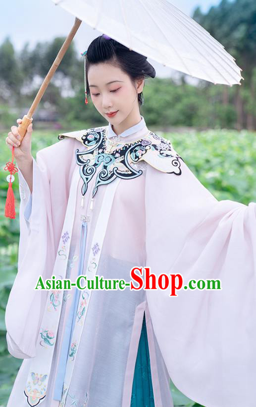 Chinese Ancient Ming Dynasty Royal Princess Historical Costumes Traditional Hanfu Dress Embroidered Long Gown and Skirt for Women