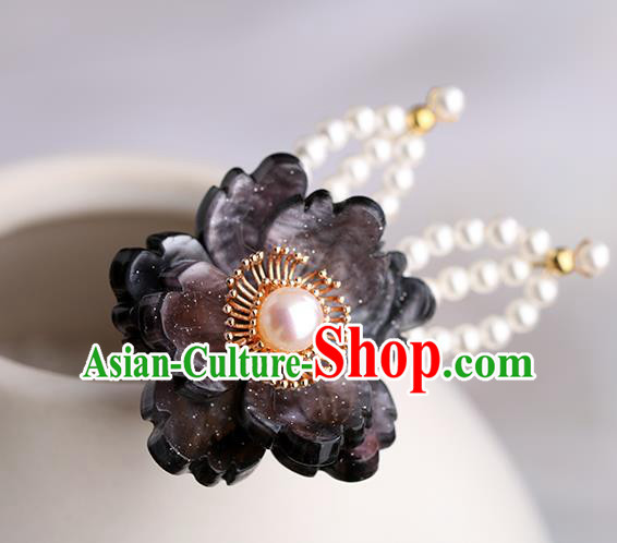 Chinese Classical Palace Black Plum Hair Sticks Handmade Hanfu Hair Accessories Ancient Song Dynasty Princess Hairpins