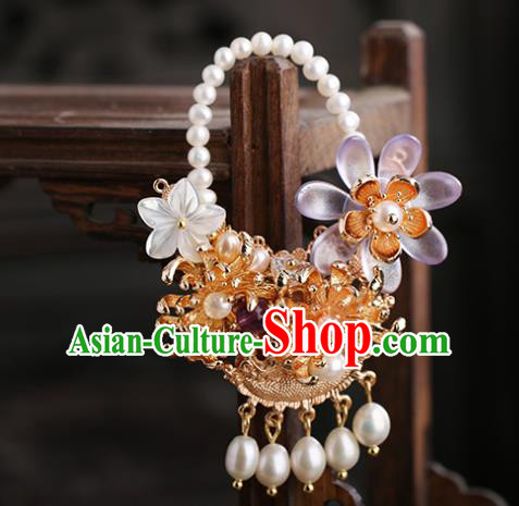 Chinese Handmade Classical Chrysanthemum Accessories Ancient Hanfu Ming Dynasty Princess Pearls Brooch