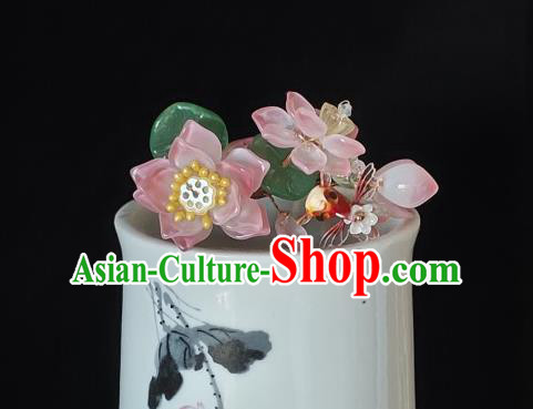 Chinese Classical Lotus Goldfish Hair Stick Handmade Hanfu Hair Accessories Ancient Song Dynasty Princess Hairpins