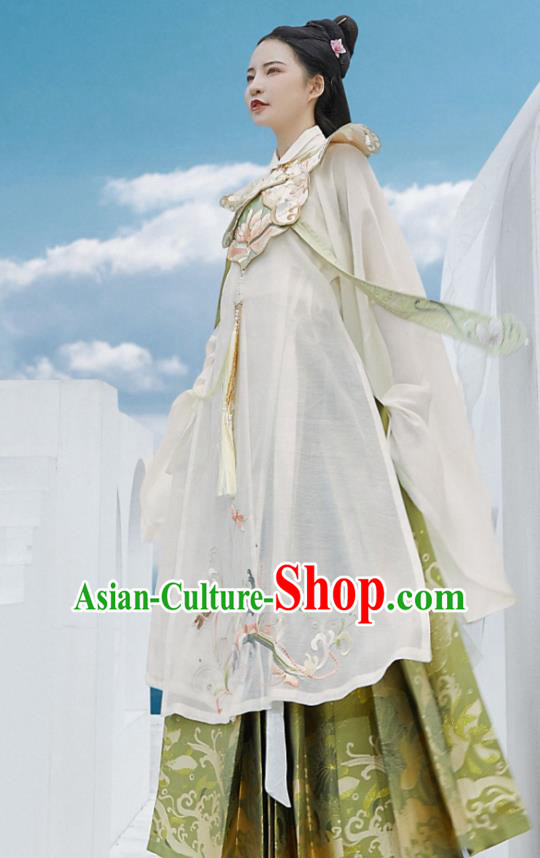 Chinese Ancient Royal Lady Hanfu Apparels Traditional Ming Dynasty Palace Princess Embroidered Historical Costumes