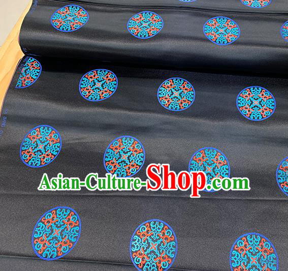 Chinese Traditional Lucky Pattern Black Silk Fabric Brocade Drapery Tibetan Robe Damask Material