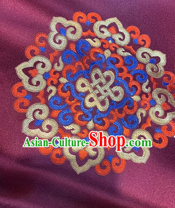 Chinese Traditional Lucky Pattern Purple Silk Fabric Brocade Drapery Tibetan Robe Damask Material