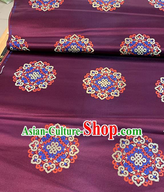 Chinese Traditional Lucky Pattern Purple Silk Fabric Brocade Drapery Tibetan Robe Damask Material