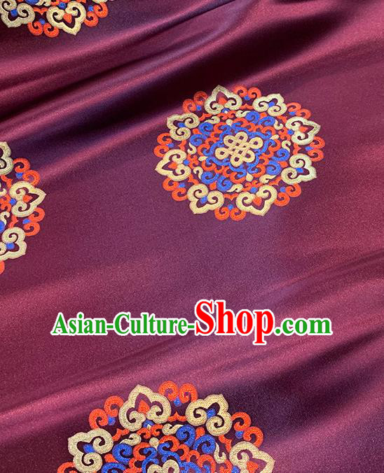 Chinese Traditional Lucky Pattern Purple Silk Fabric Brocade Drapery Tibetan Robe Damask Material