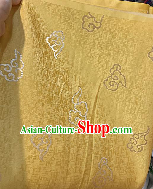 Chinese Traditional Clouds Pattern Yellow Silk Fabric Brocade Drapery Tang Suit Damask Material