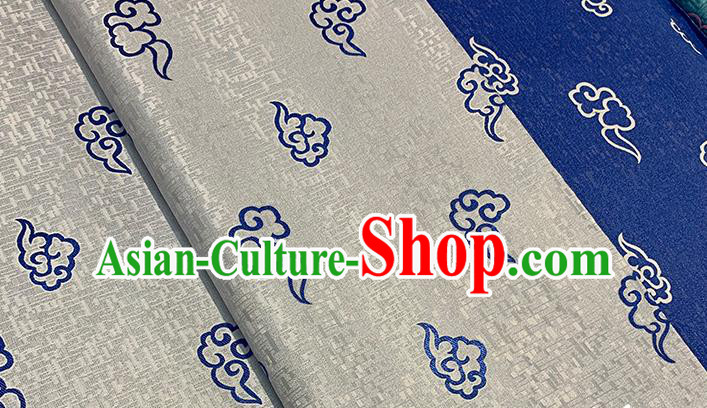 Chinese Traditional Clouds Pattern Grey Silk Fabric Brocade Drapery Tang Suit Damask Material