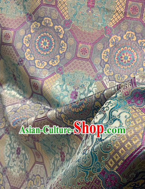 Chinese Traditional Eight Treasures Lotus Pattern Silk Fabric Brocade Drapery Mongolian Robe Damask Material