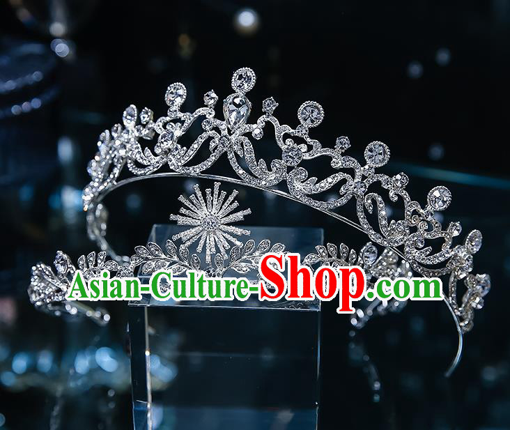 Handmade Baroque Bride Zircon Royal Crown Classical Jewelry Accessories European Princess Wedding Hair Accessories