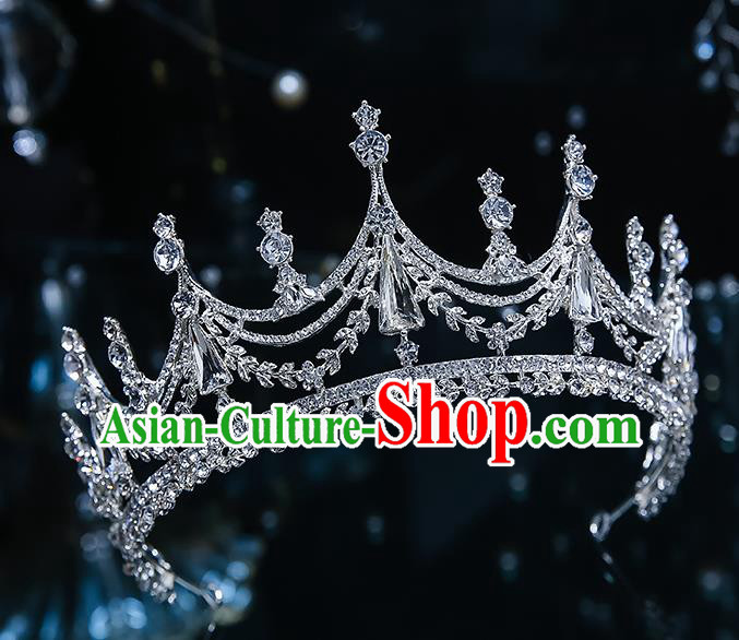 Handmade Baroque Zircon Royal Crown Wedding Hair Accessories Classical European Bride Headwear