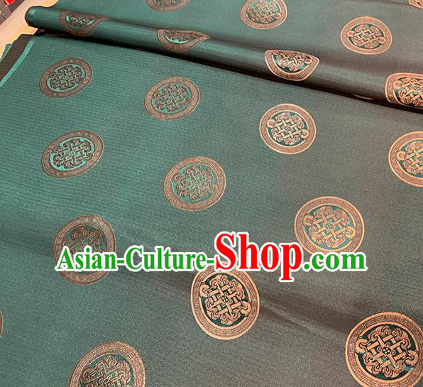 Chinese Traditional Pattern Deep Green Silk Fabric Brocade Damask Mongolian Robe Drapery Material