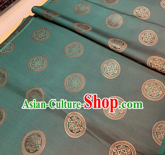 Chinese Traditional Pattern Deep Green Silk Fabric Brocade Damask Mongolian Robe Drapery Material