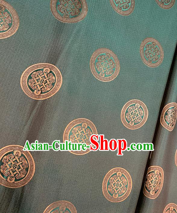 Chinese Traditional Pattern Deep Green Silk Fabric Brocade Damask Mongolian Robe Drapery Material