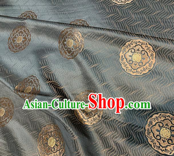 Chinese Traditional Round Pattern Black Silk Fabric Brocade Drapery Hanfu Dress Damask Material
