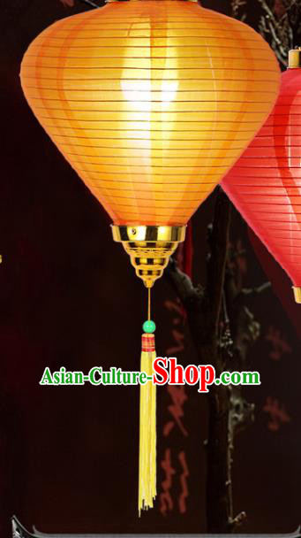 Chinese Traditional Yellow Veil Lanterns Handmade Hanging Lantern New Year Classical Palace Lamp