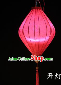 Chinese Traditional Flowers Pattern Rosy Silk Lanterns Handmade Hanging Lantern New Year Palace Lamp