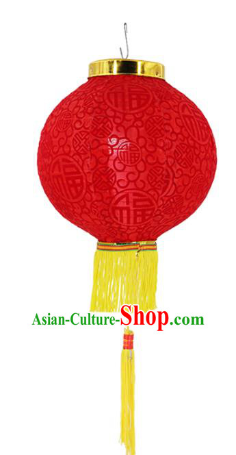Chinese Traditional Red Flock Cloth Palace Lanterns Handmade Ceiling Lantern Classical Festive New Year Lamp