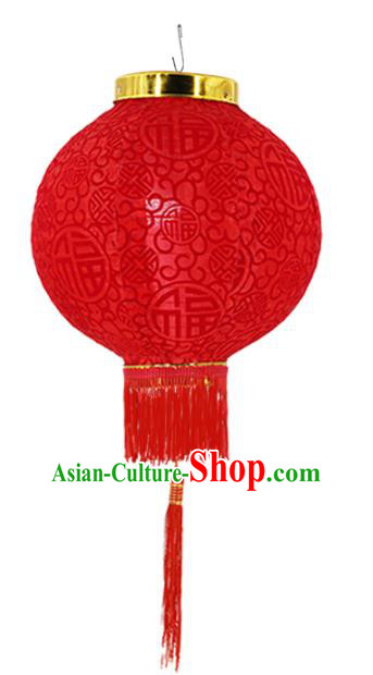 Chinese Traditional Red Tassel Flock Cloth Palace Lanterns Handmade Ceiling Lantern Classical Festive New Year Lamp