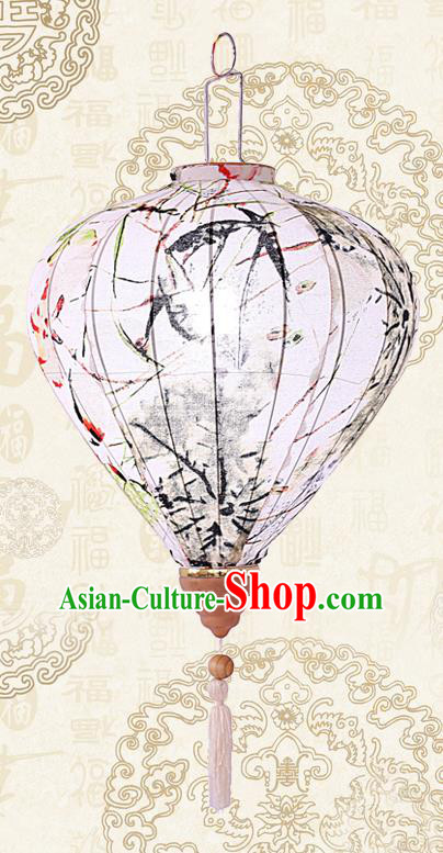 Chinese Traditional Ink Painting Bamboo Palace Lanterns Handmade Hanging Lantern Classical Festive New Year Lamp