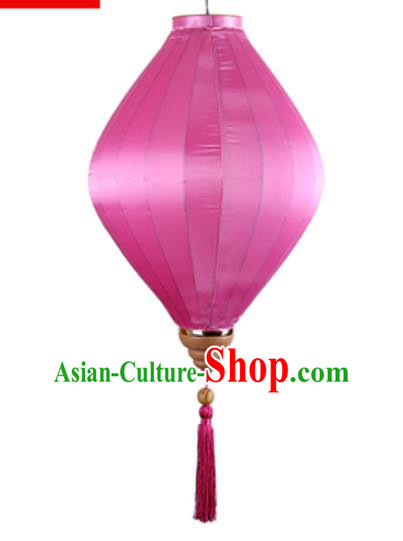 Chinese Handmade Rosy Satin Palace Lanterns Traditional Festive Hanging Lantern New Year Classical Silk Lamp