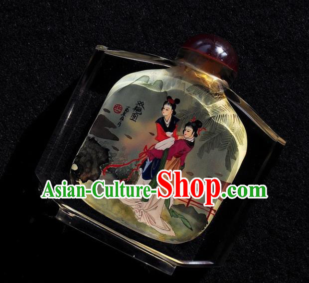 Chinese Handmade Snuff Bottle Traditional Inside Painting Young Beauty Snuff Bottles Artware