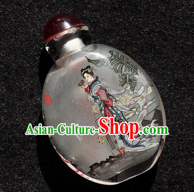 Chinese Handmade Goddess Snuff Bottle Traditional Inside Painting Court Female Snuff Bottles Artware