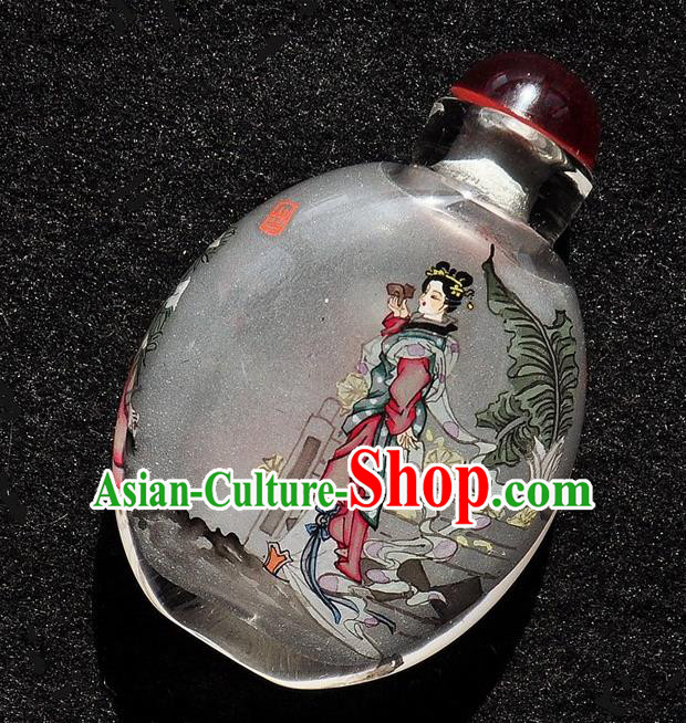 Chinese Handmade Goddess Snuff Bottle Traditional Inside Painting Court Female Snuff Bottles Artware