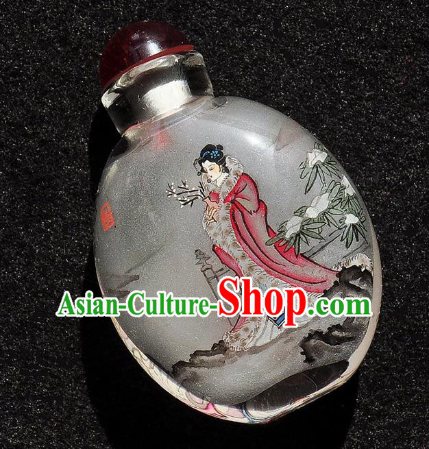 Chinese Handmade Goddess Snuff Bottle Traditional Inside Painting Court Female Snuff Bottles Artware