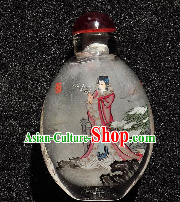 Chinese Handmade Goddess Snuff Bottle Traditional Inside Painting Court Female Snuff Bottles Artware