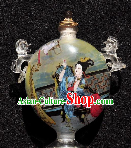 Chinese Handmade Snuff Bottle Traditional Inside Painting Beauty Snuff Bottles with Handles Artware