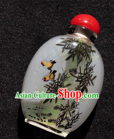 Chinese Handmade Snuff Bottle Traditional Inside Painting Bamboo Birds Snuff Bottles Artware