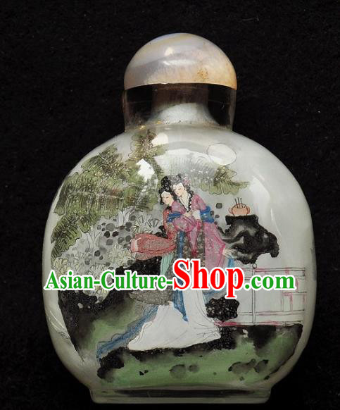 Chinese Handmade Snuff Bottle Traditional Inside Painting Court Woman Snuff Bottles Artware