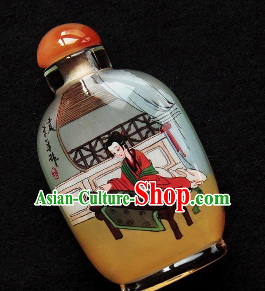 Chinese Handmade Snuff Bottle Traditional Inside Painting Young Lady Snuff Bottles Artware