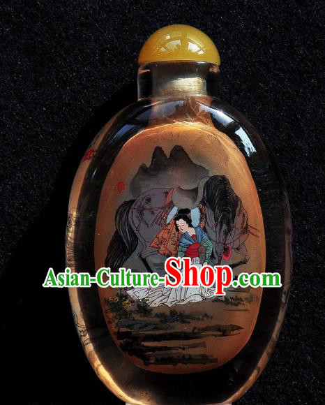 Chinese Handmade Snuff Bottle Traditional Inside Painting Beauty Horse Snuff Bottles Artware