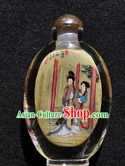 Chinese Handmade Yellow Snuff Bottle Traditional Inside Painting Noble Lady Snuff Bottles Artware