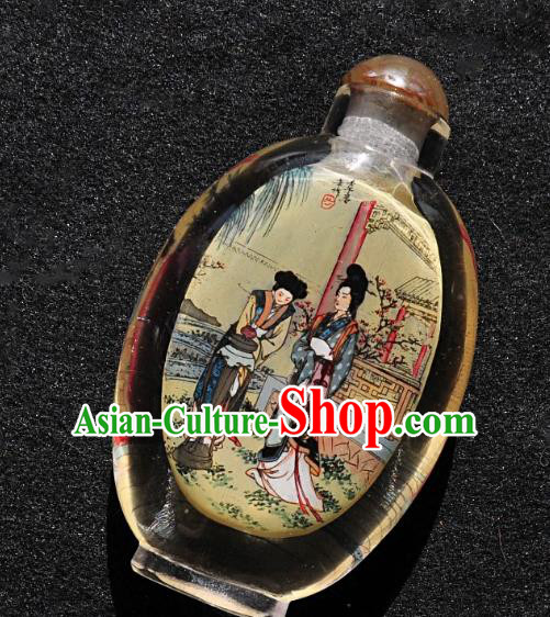 Chinese Handmade Yellow Snuff Bottle Traditional Inside Painting Noble Lady Snuff Bottles Artware