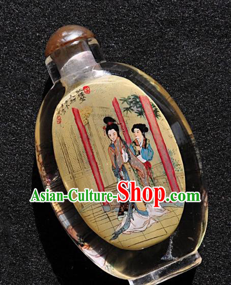 Chinese Handmade Yellow Snuff Bottle Traditional Inside Painting Noble Lady Snuff Bottles Artware
