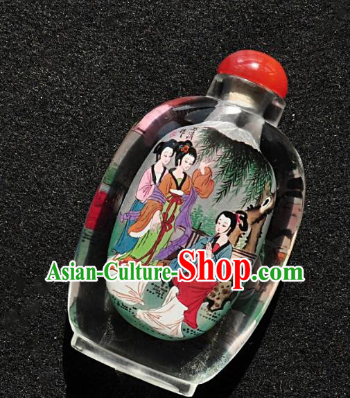 Chinese Handmade Snuff Bottle Traditional Inside Painting Young Girls Snuff Bottles Artware