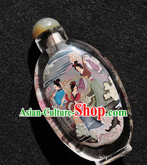 Chinese Handmade Goddess Snuff Bottle Traditional Inside Painting Fairy Snuff Bottles Artware