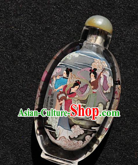 Chinese Handmade Goddess Snuff Bottle Traditional Inside Painting Fairy Snuff Bottles Artware