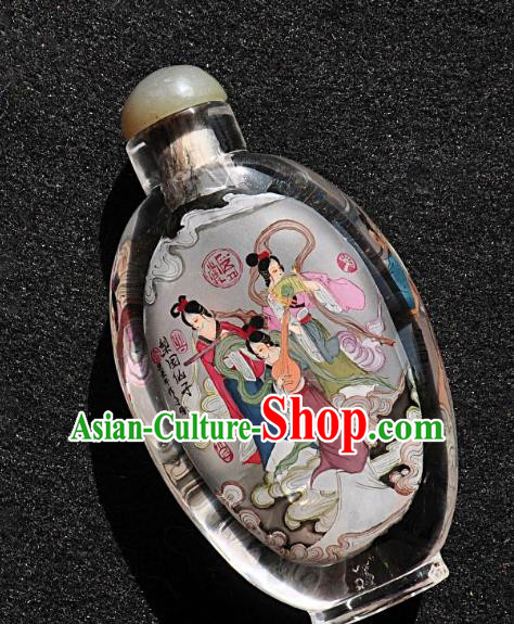 Chinese Handmade Goddess Snuff Bottle Traditional Inside Painting Fairy Snuff Bottles Artware