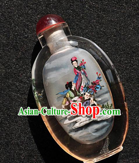 Chinese Handmade Snuff Bottle Traditional Inside Painting Female Children Snuff Bottles Artware