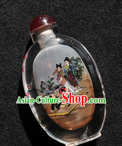 Chinese Handmade Snuff Bottle Traditional Inside Painting Female Children Snuff Bottles Artware