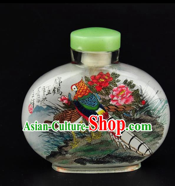 Chinese Handmade Flowers Birds Snuff Bottle Craft Traditional Inside Painting Peony Snuff Bottles Artware