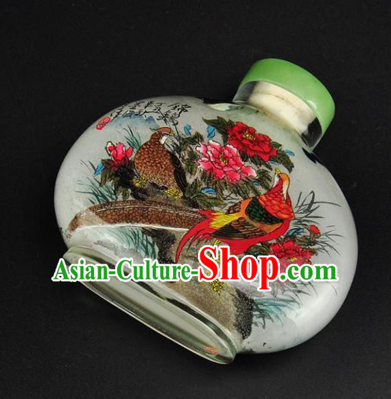 Chinese Handmade Flowers Birds Snuff Bottle Craft Traditional Inside Painting Peony Snuff Bottles Artware